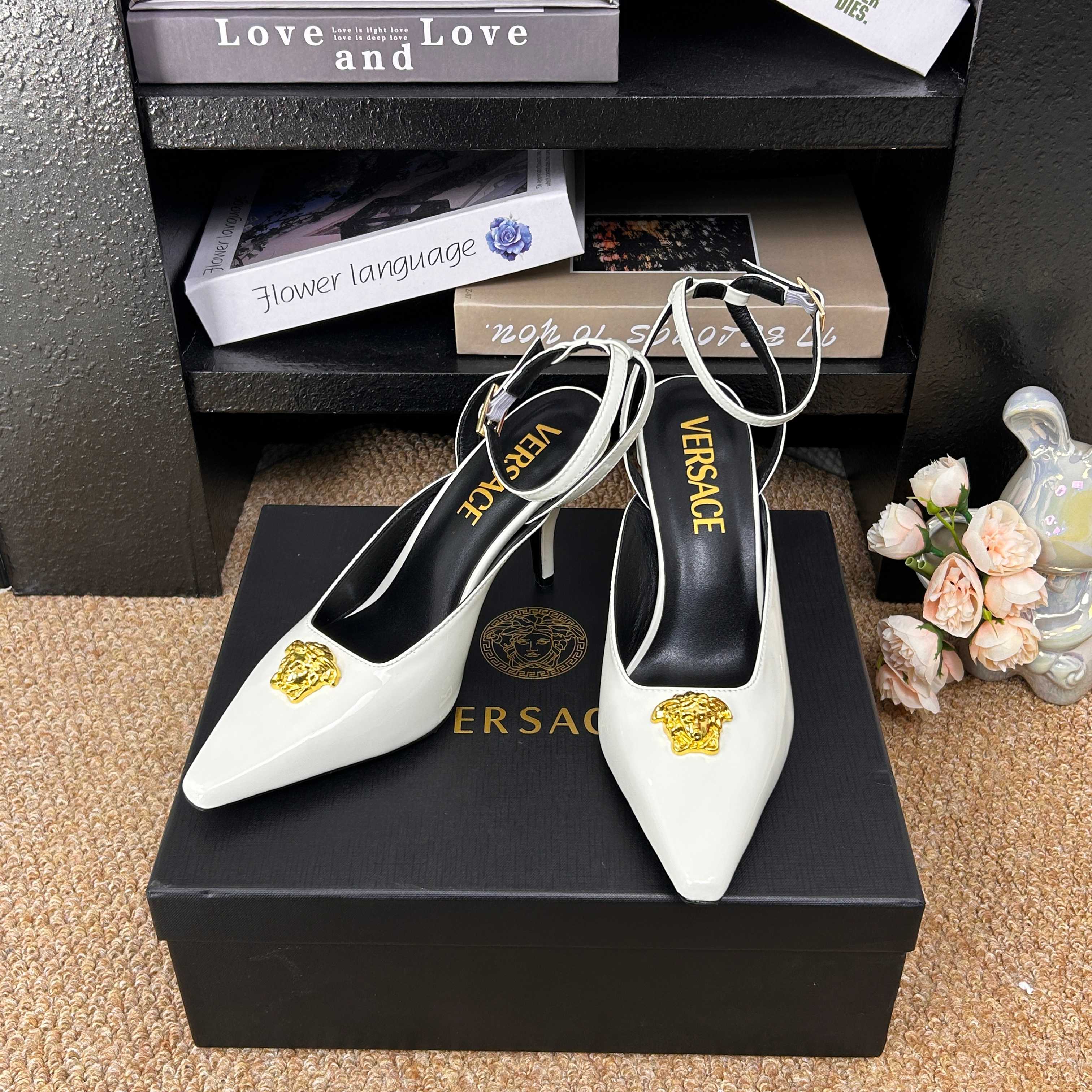 Versace Shiny Leather Slingback Pump
