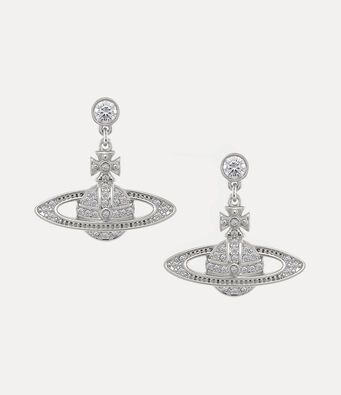 2026 New Vivienne Westwood Crystal Saturn Orb Drop Earrings for Women, Silver Tone Pavé Design, Trendy Y2K Aesthetic Dangle Jewelry