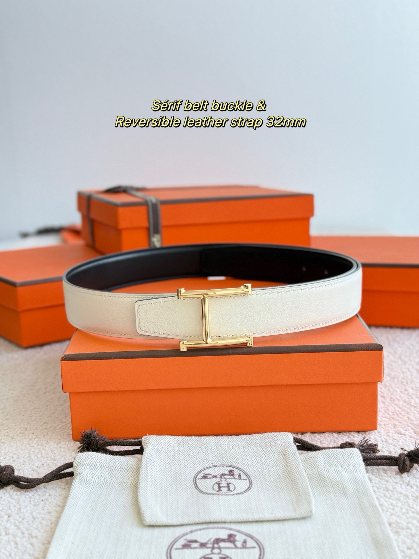 Hermes Serif Reversible leather belt 32mm