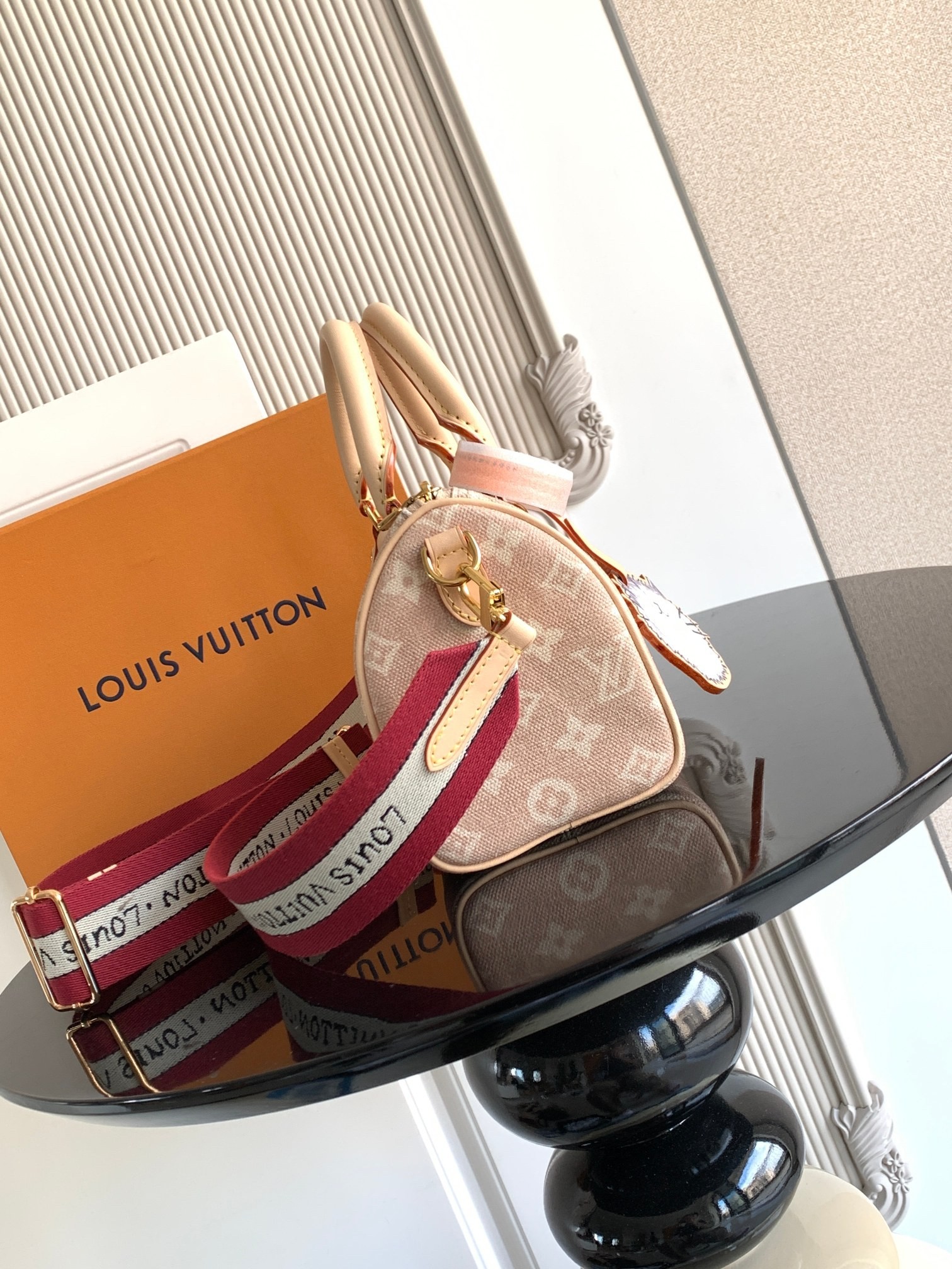 Louis Vuitton LV Speedy 20 Catogram Monogram Emblème Jacquard Canvas Cat Charm Boston Top Handle Bag - KAIROO