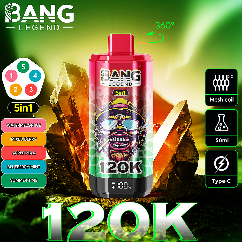 Bang Legend 120K Disposable Vape 5-in-1 Flavor (5%, 120000 Puffs)