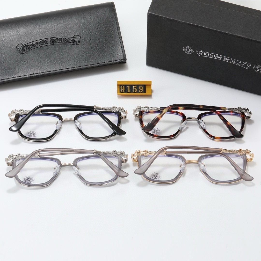 Chrome Hearts Silver-Inlay Square Glasses - KAIROO