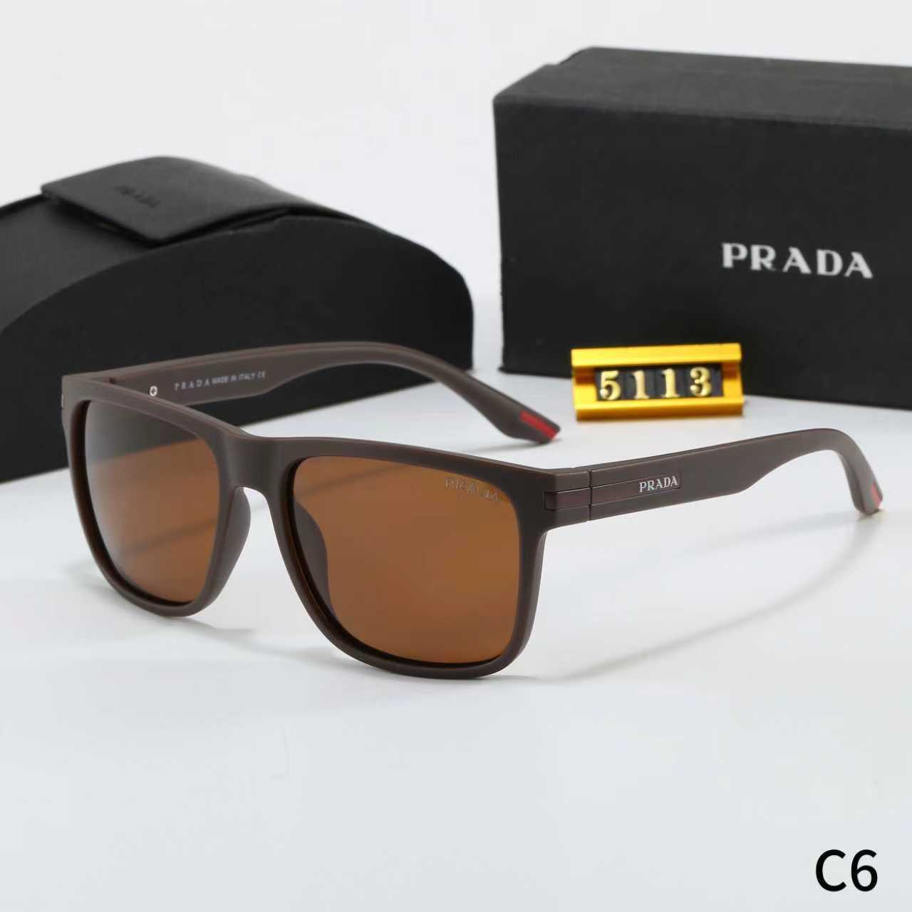 Prada Red‑Stripe Logo Oversized Square Sunglasses - KAIROO