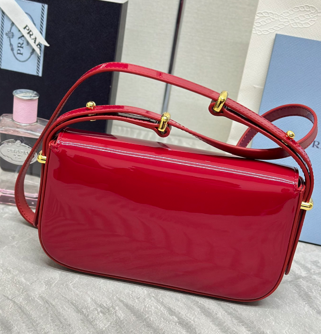 PRADA New Red Calf Leather Shoulder Bag