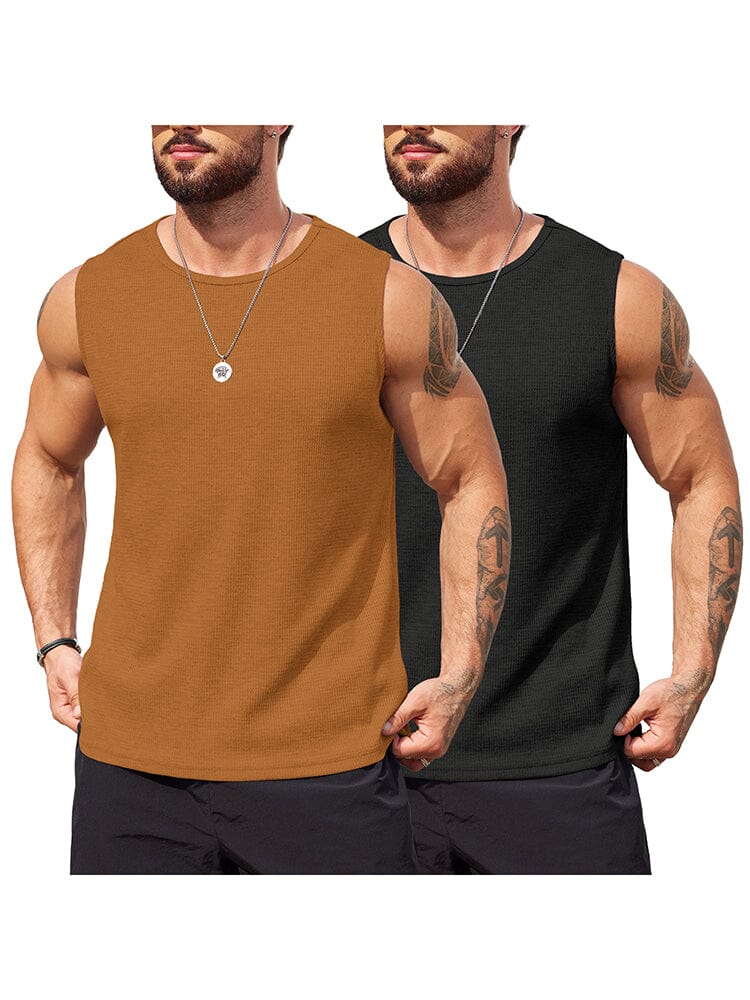 (Pre-order)Casual 2 Pack Waffle Tank Tops (US Only)