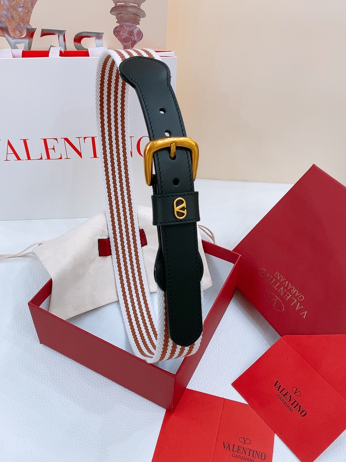 Valentino Multicolor Woven Strap Belt 2.5cm