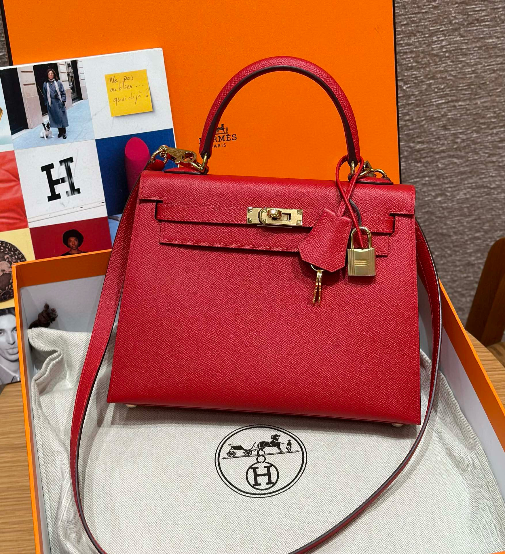 Hermes Rouge Casaque Epsom Kelly 25