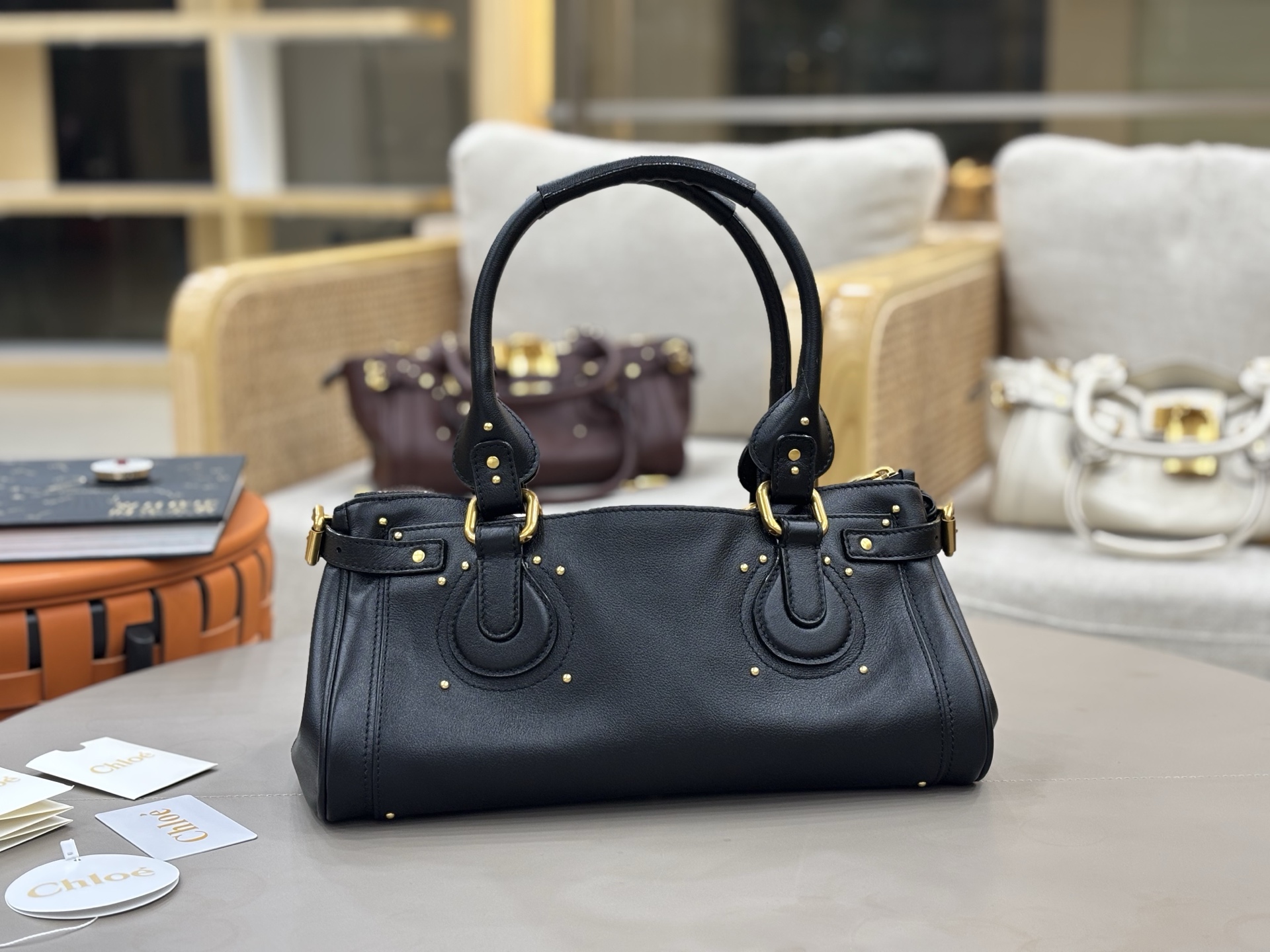 Chloe Paddington Bag in Grained Calfskin-Black