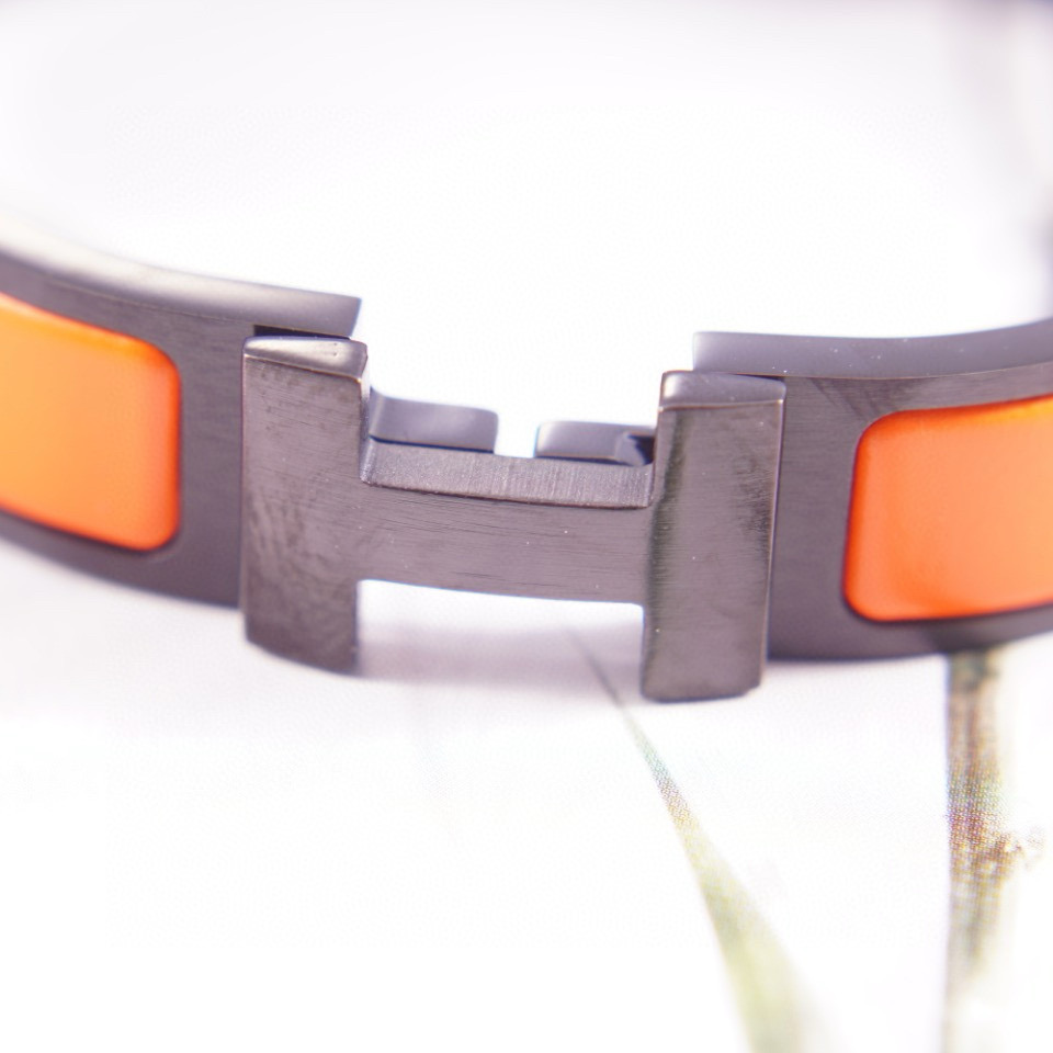 Hermes Orange Clic H Enamel Bracelet