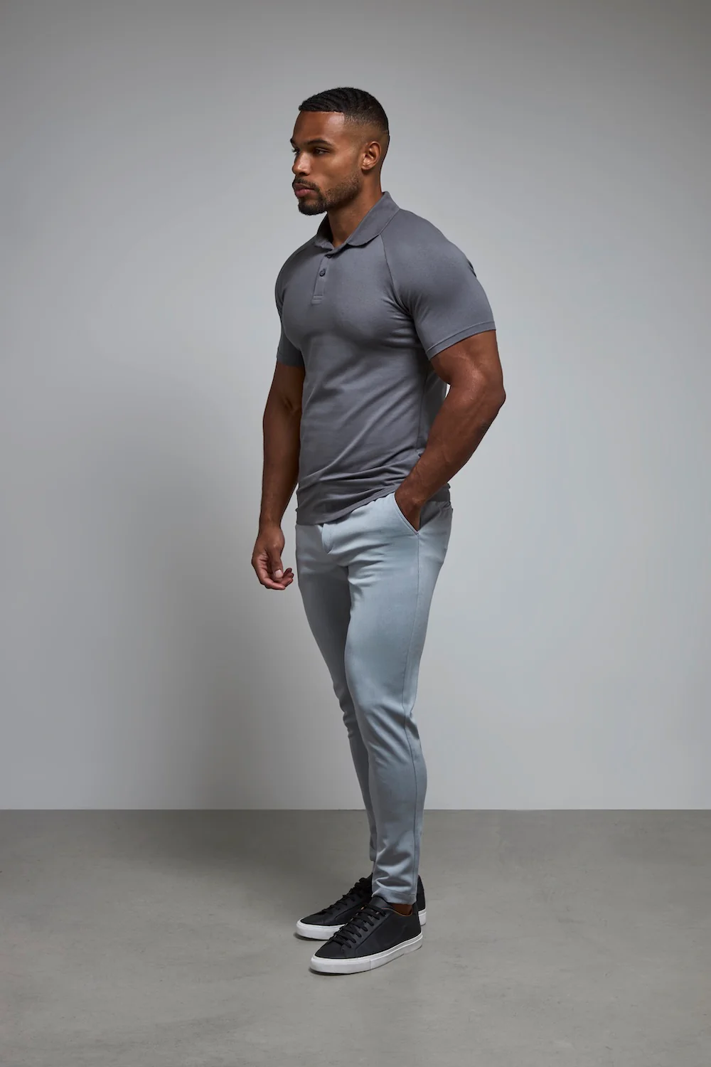 Athletic Fit Polo Shirt in Charcoal