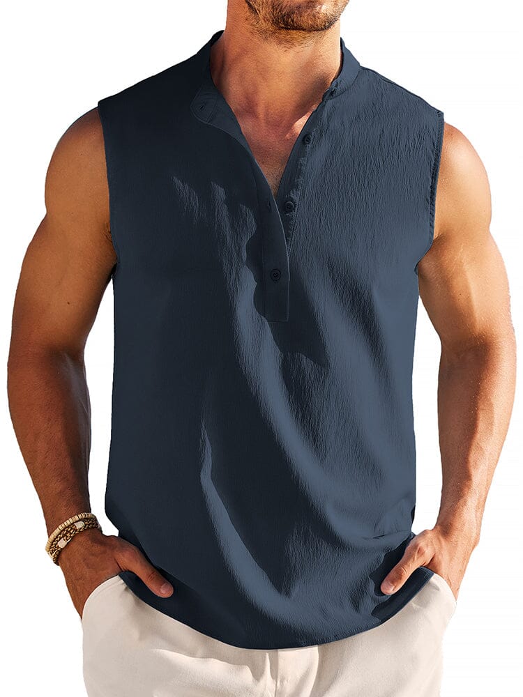 (Pre-order)Casual Lightweight Henley Tank Top (US Only)