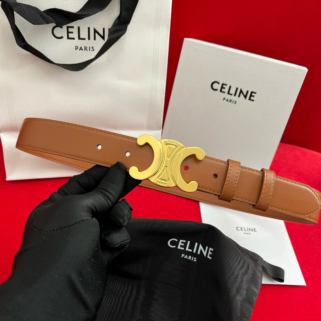 Celine Triomphe Leather Belt 3cm