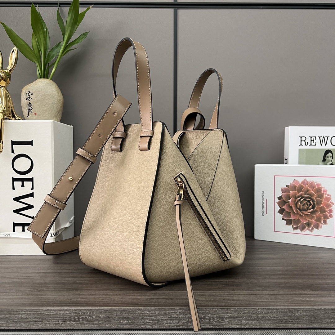 Loewe Small Hammock in Grained Calfskin-Sand