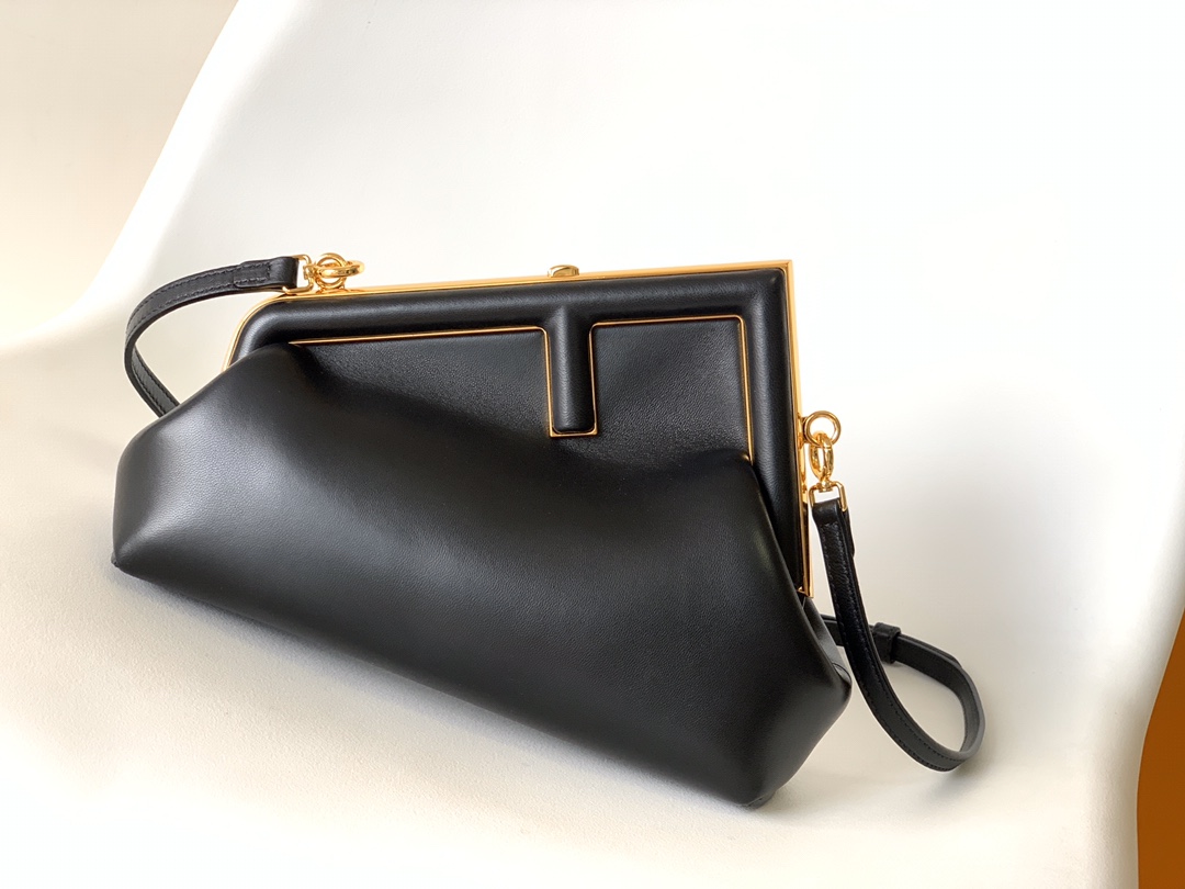 Fend First Small Bag in black leather