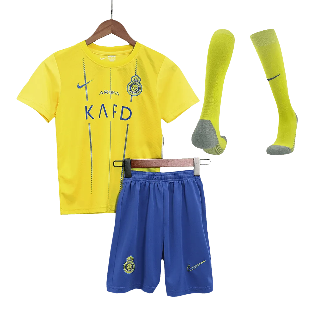2023/24 Kids Al Nassr Home Whole Kit(Jersey+Shorts+Socks)