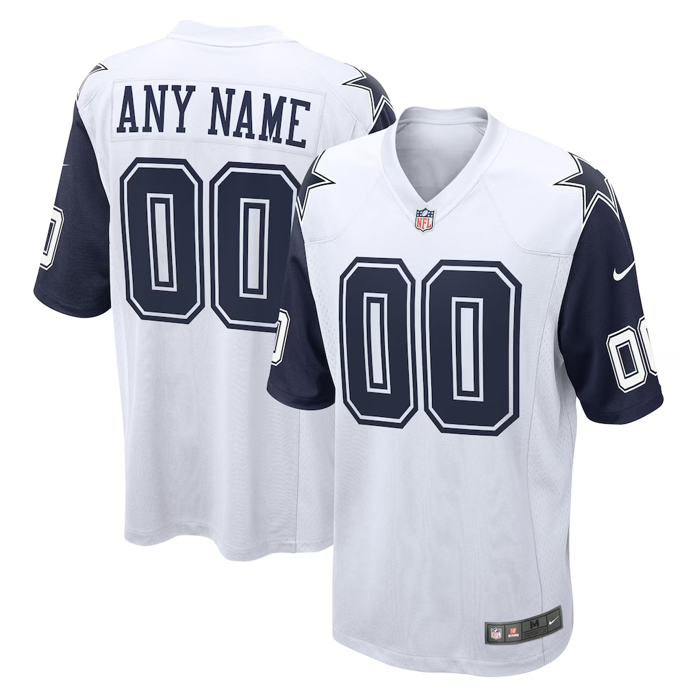 Customized Dallas Cowboys Nike Navy White Alternate Custom Game Jersey