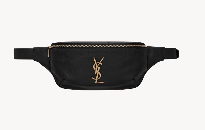 Saint Laurent Black Grained leather Cassandre Classic Belt Bag
