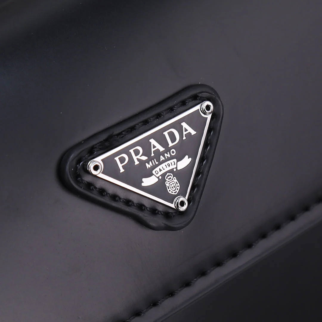 Prada 23 BAG IN BLACK CALFSKIN SILVER HARDWARE