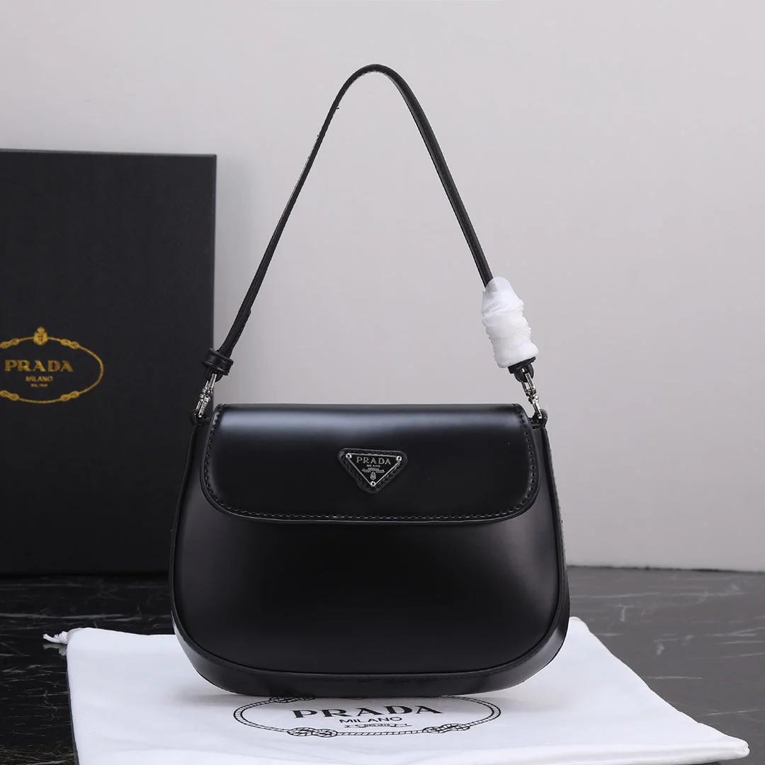 Prada 23 BAG IN BLACK CALFSKIN SILVER HARDWARE