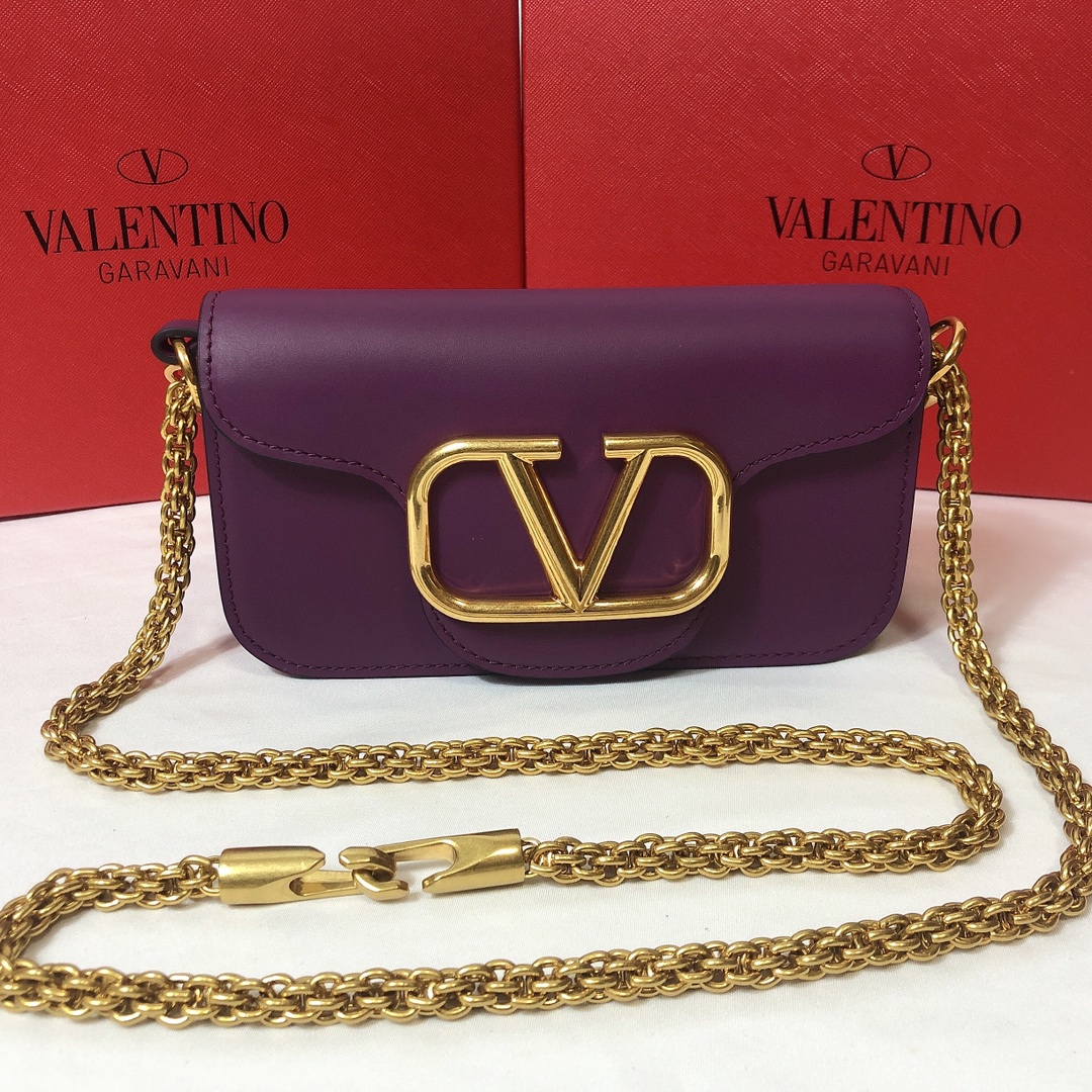 Valentino Small Garavani Loco Bag in Smooth Calfskin-Purple