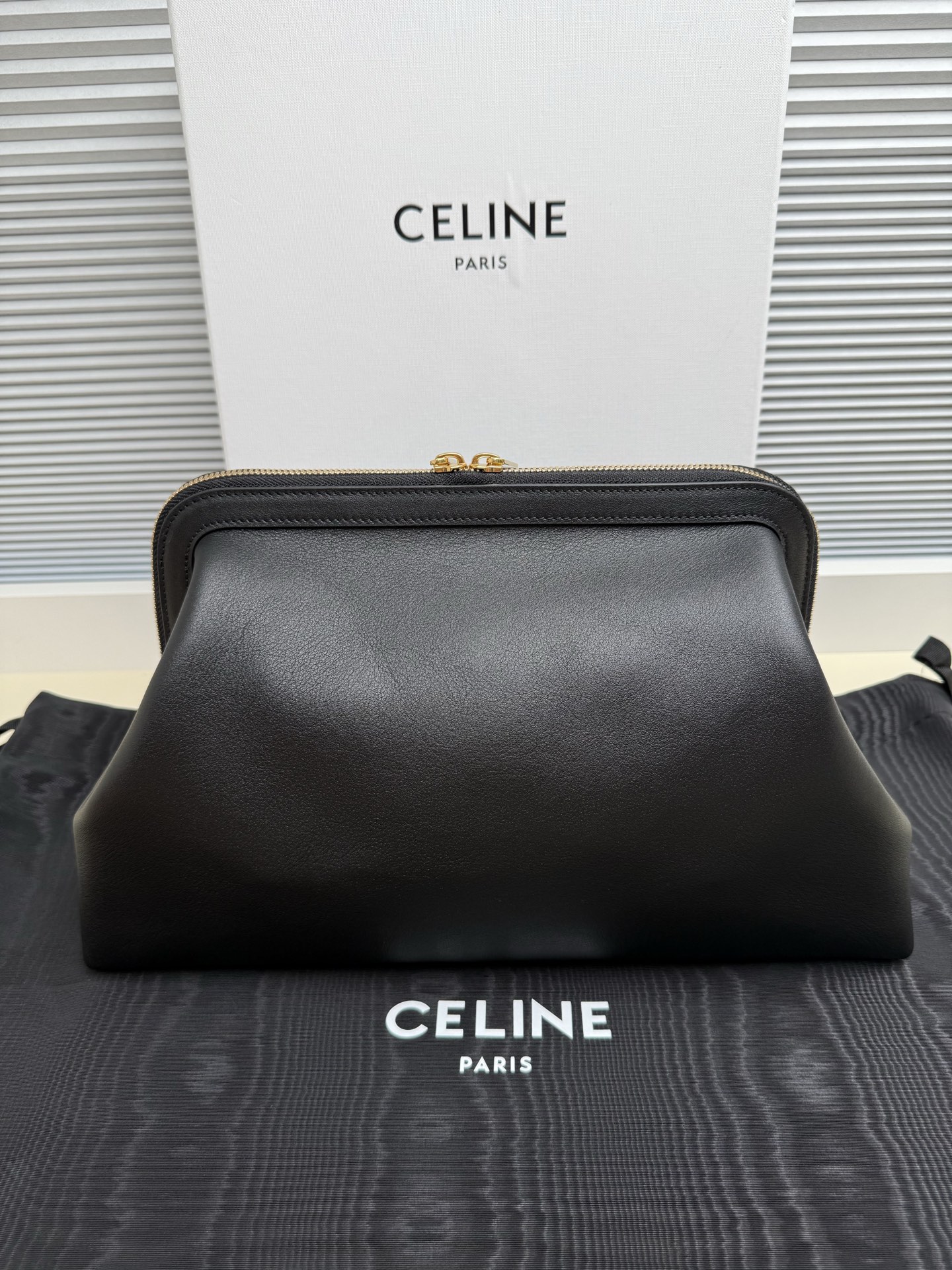 Celine Large Doctor's Pouch in Supple Calfskin- Black