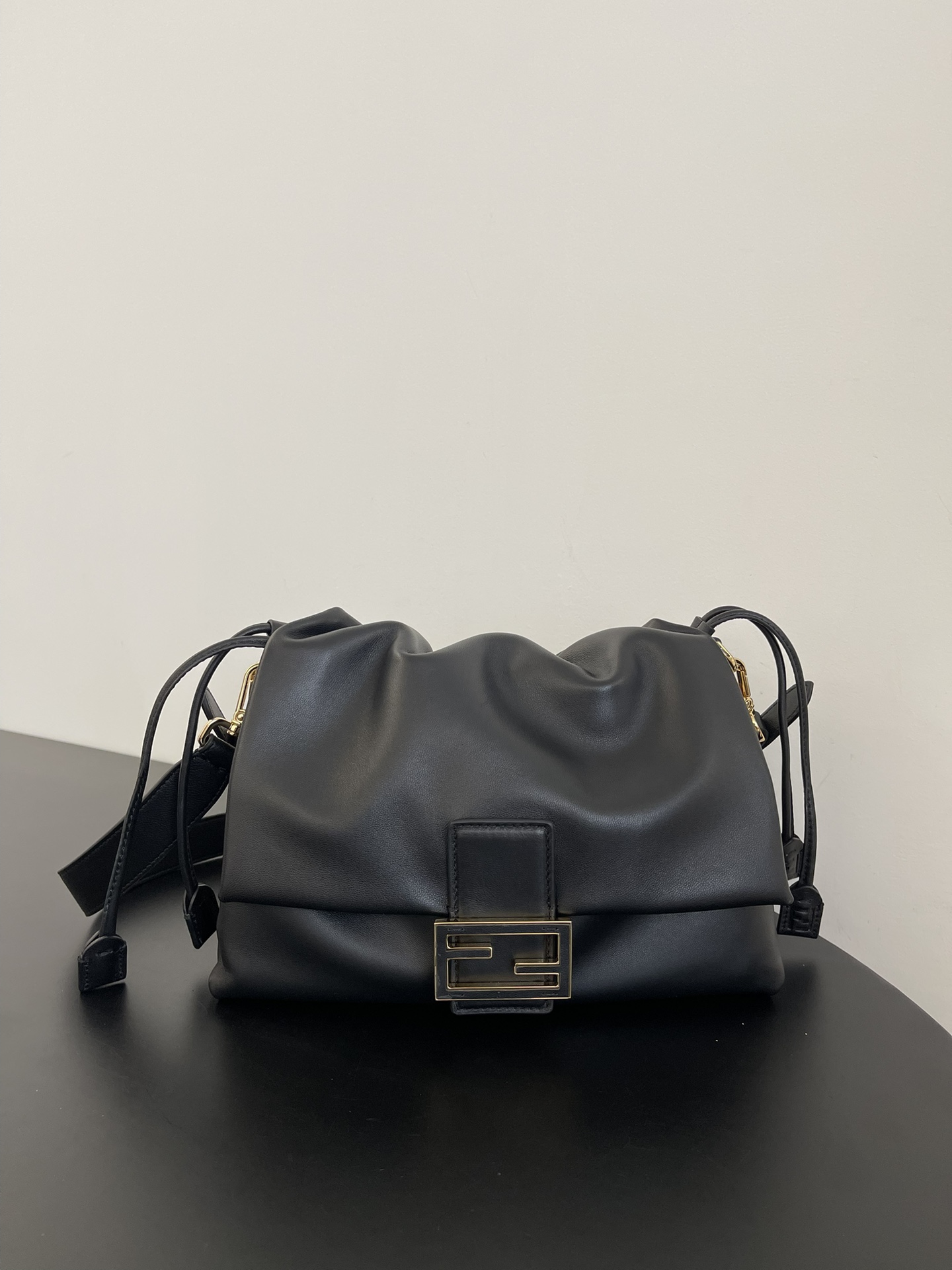 Fendi Medium Baguette Soft Bag in Nappa leather- Black