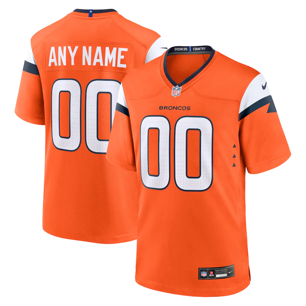 Customized  Denver Broncos Football Jersey Nike Navy White Orange Alternate Game Jersey