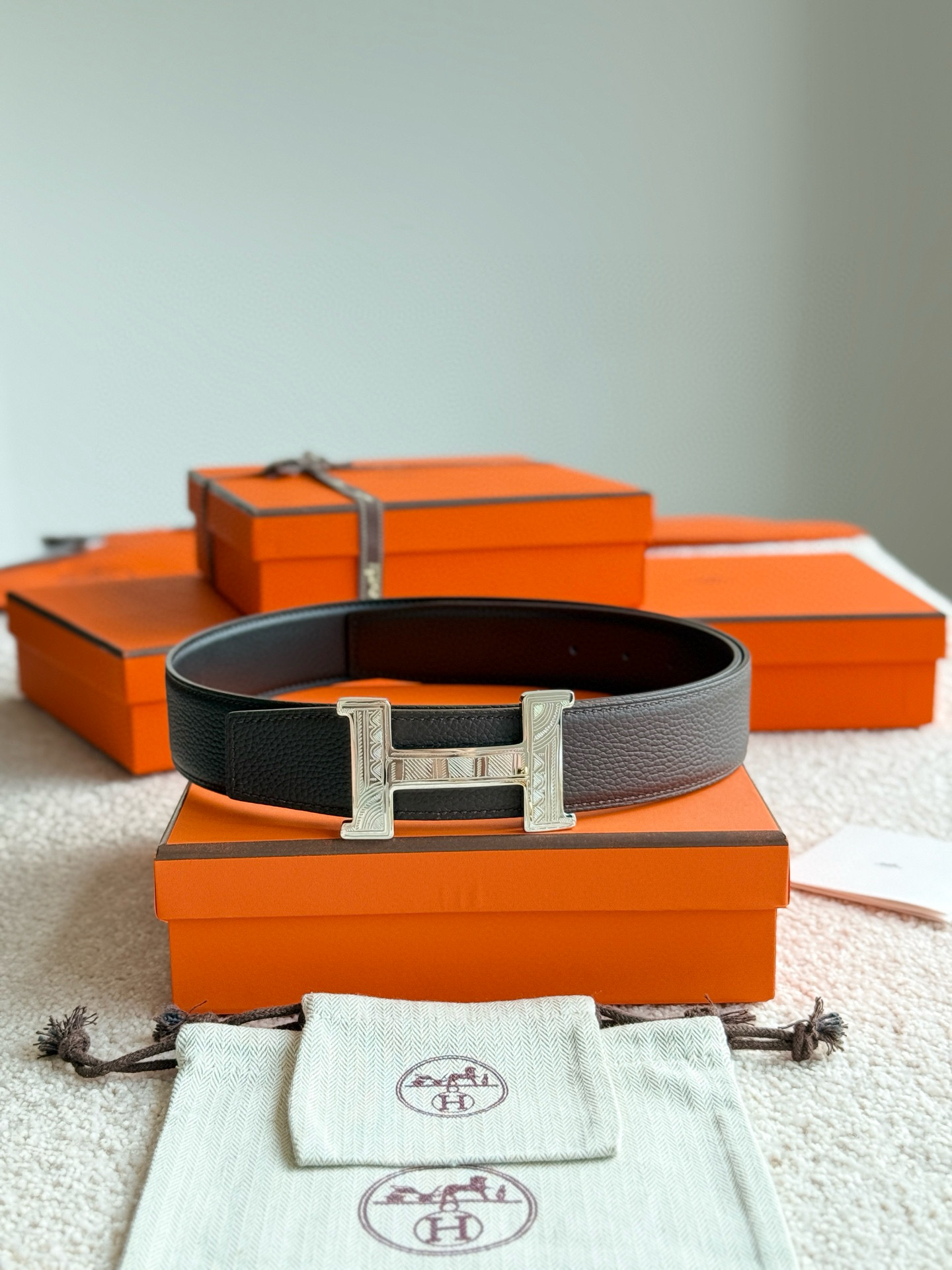 Hermes Constance Touareg Reversible Leather Belt 3.8cm