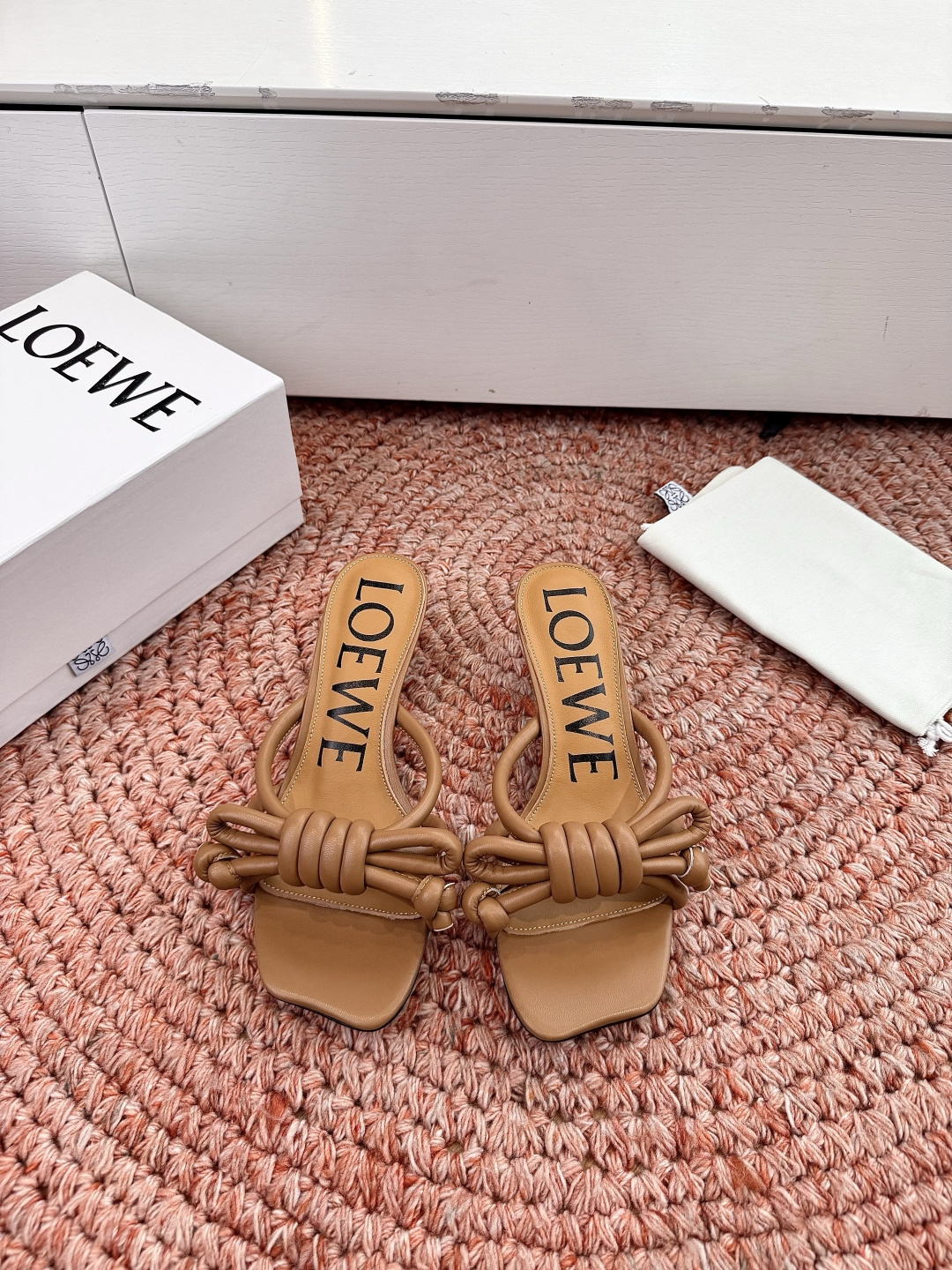 Loewe Flamenco Knot Heeled Mule in Nappa leather