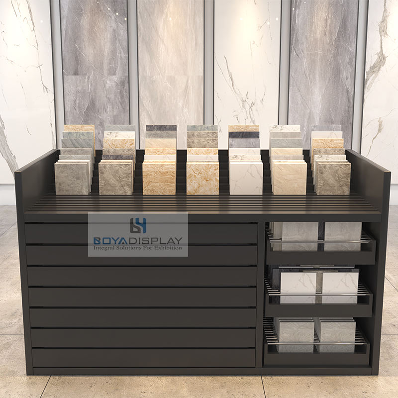 Factory Customized Standing Ceramic Tile Ground Tile Sample Displays Building Stone Marble Granite Combination Drawer Cabinet