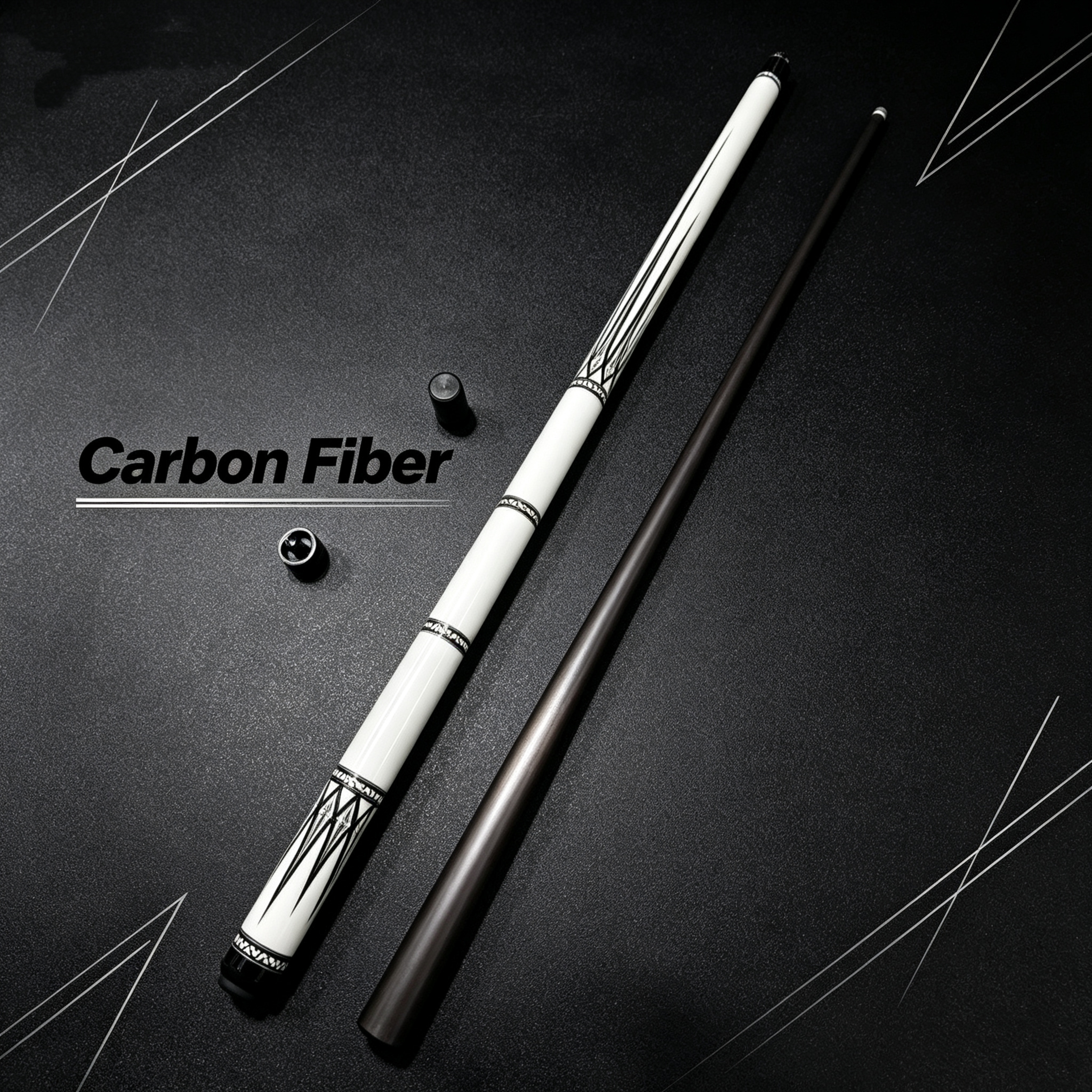 14MM Carbon Fiber Big Head Pool Cue Stick, 1/2 Split Full Carbon Fiber Shaft Professional Billiard Cue for 8-Ball 9-Ball Break & Jump Shots