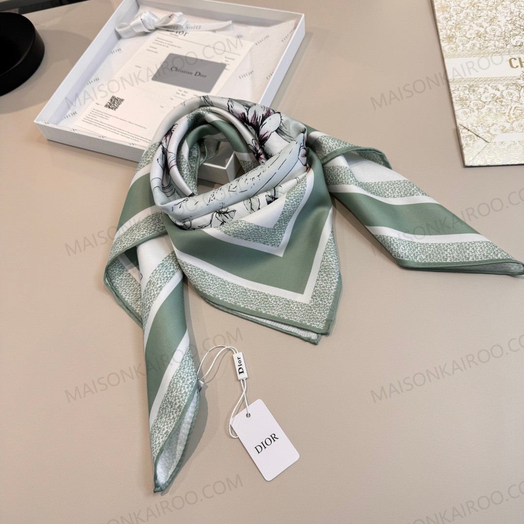Dior Vintage Postcard Floral 90 Silk Scarf - KAIROO