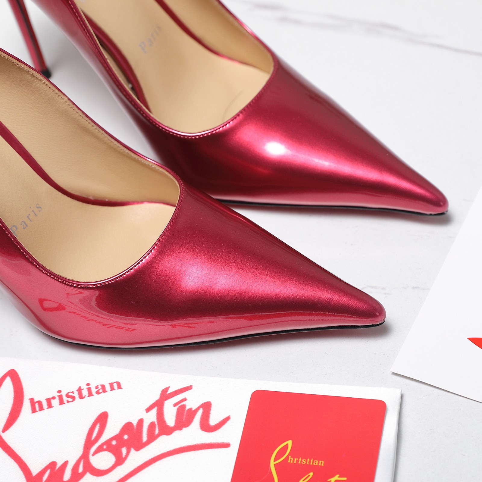 Christian Louboutin Metallic Shiny Red leather Pump