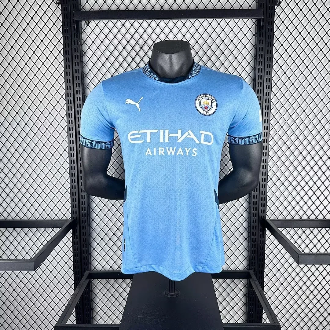 2024-25 Player Levver Manchester City Blue Football Shirt 1:1 Thai Quality
