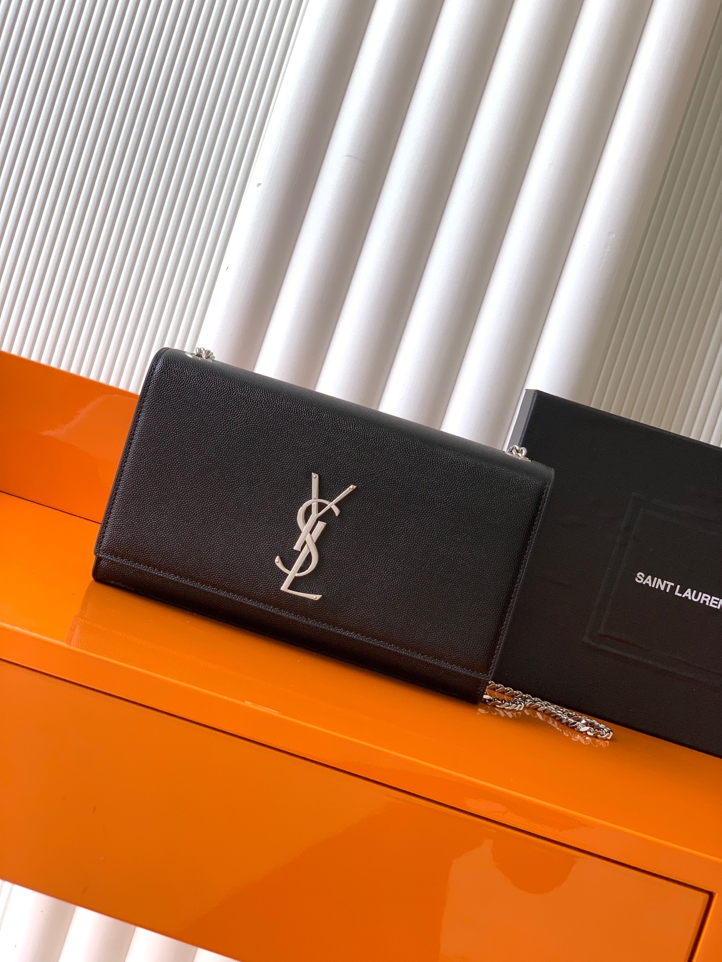 Saint Laurent Black Grained Calfskin Medium Kate