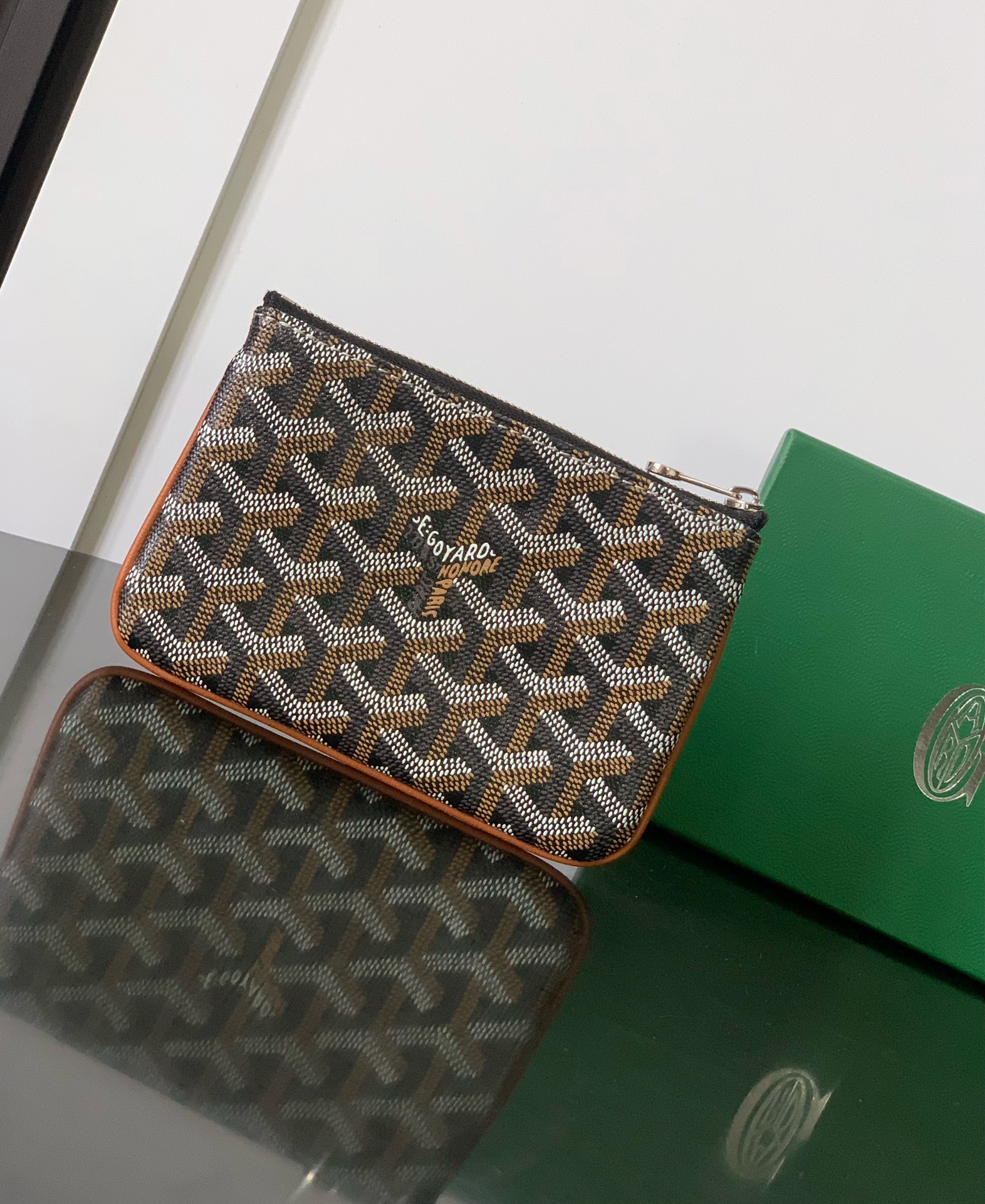 Goyard Sénat Mini Pouch in Black/Tan