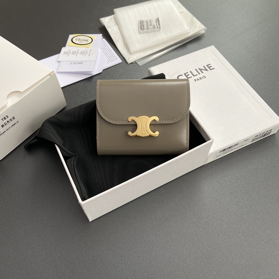 Celine Grey Triomphe Compact Wallet