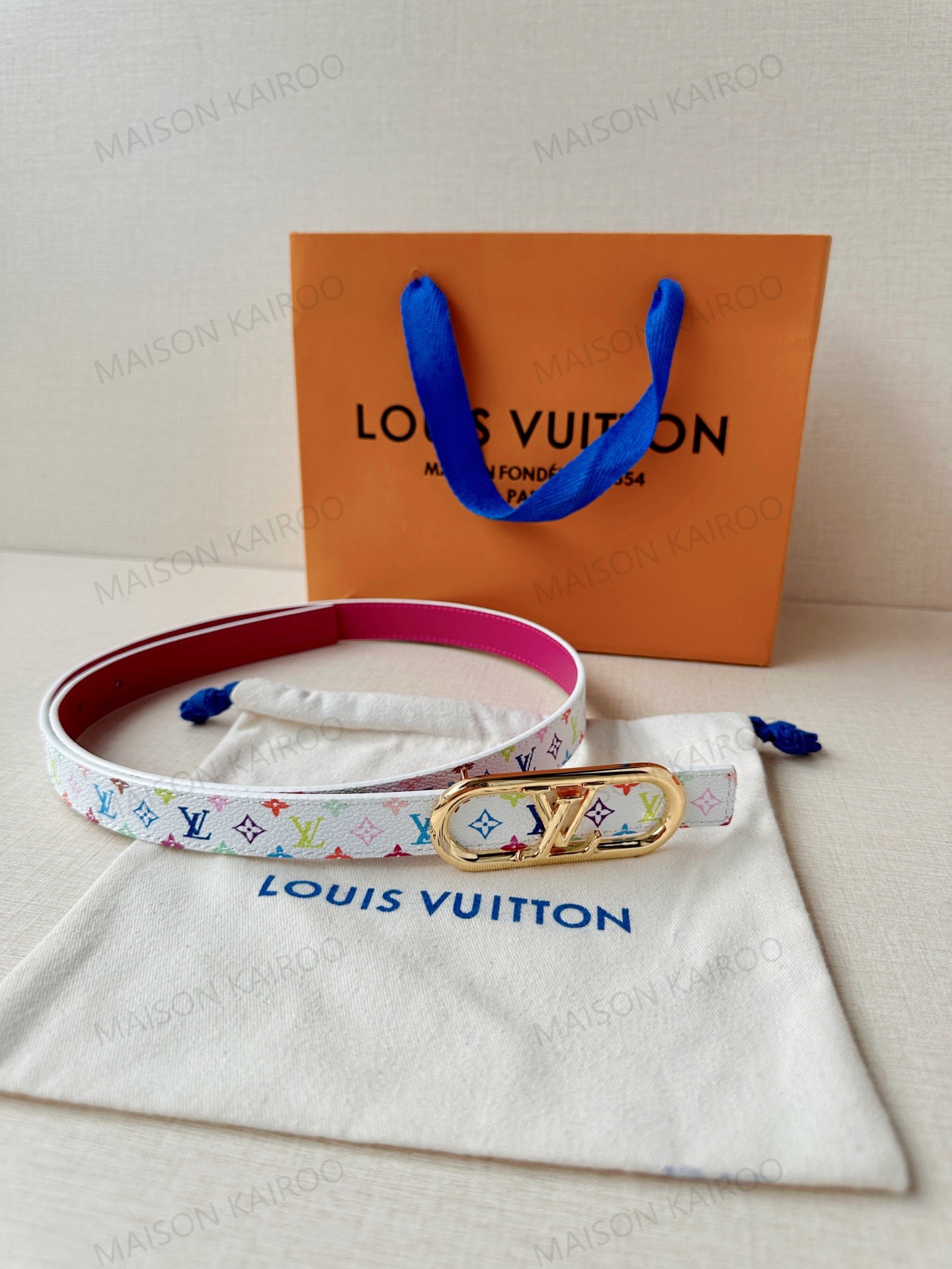 Louis Vuitton LV Monogram LV Logo Slim Belt 2.0 - KAIROO