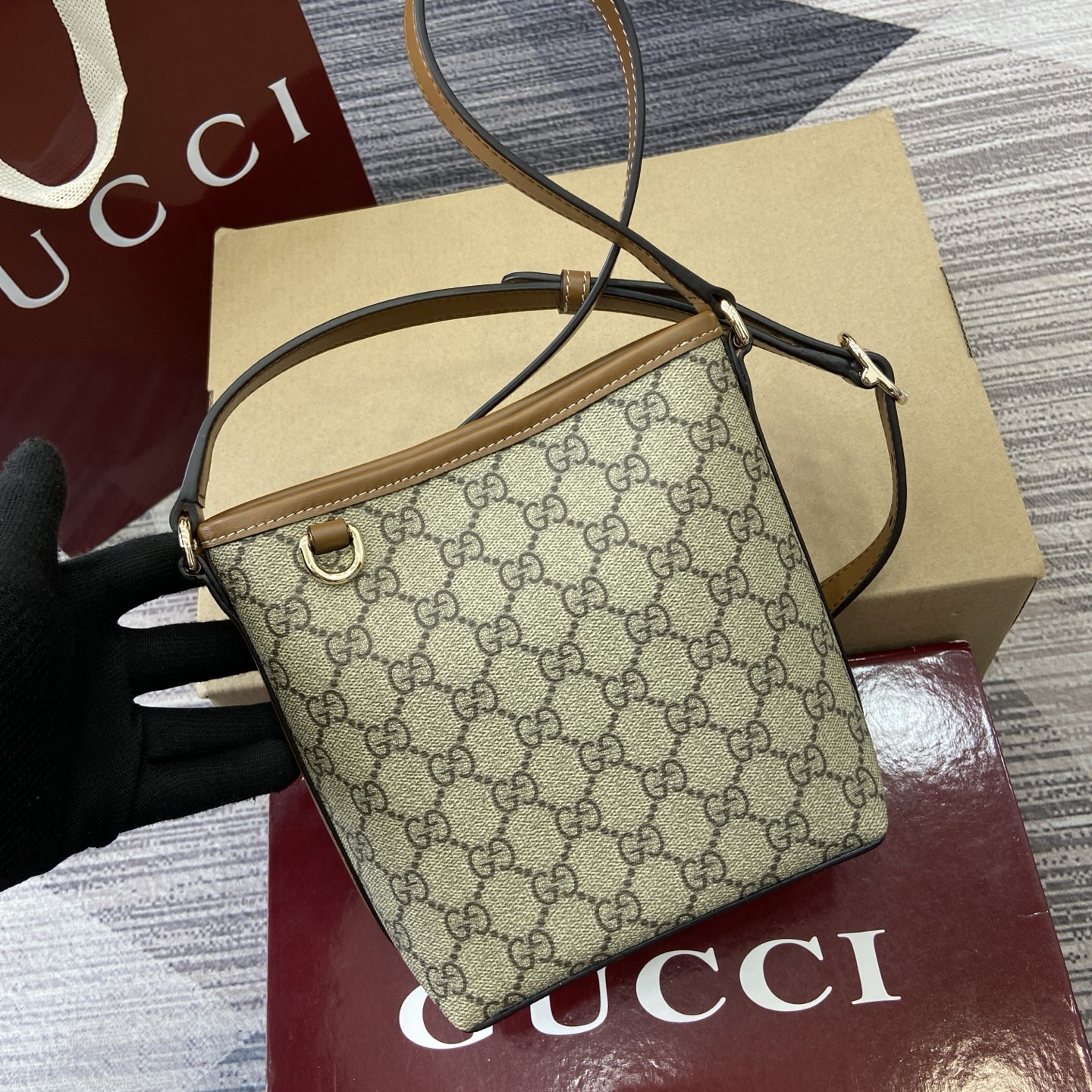 Gucci Bags Emblem Letter Interwoven Pattern Coated Fabric
