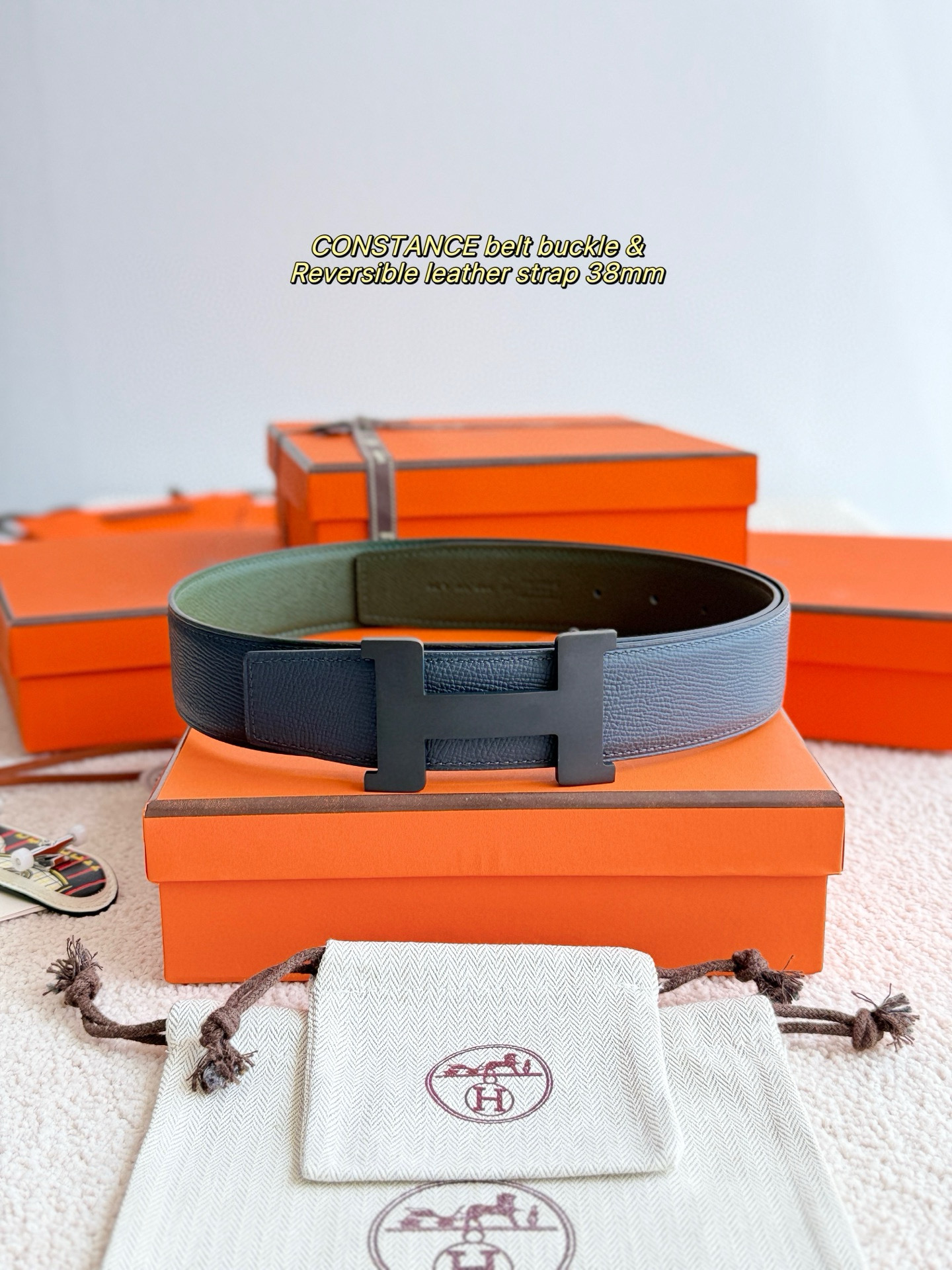 Hermes Constance H Reversible Leather Belt 3.8cm