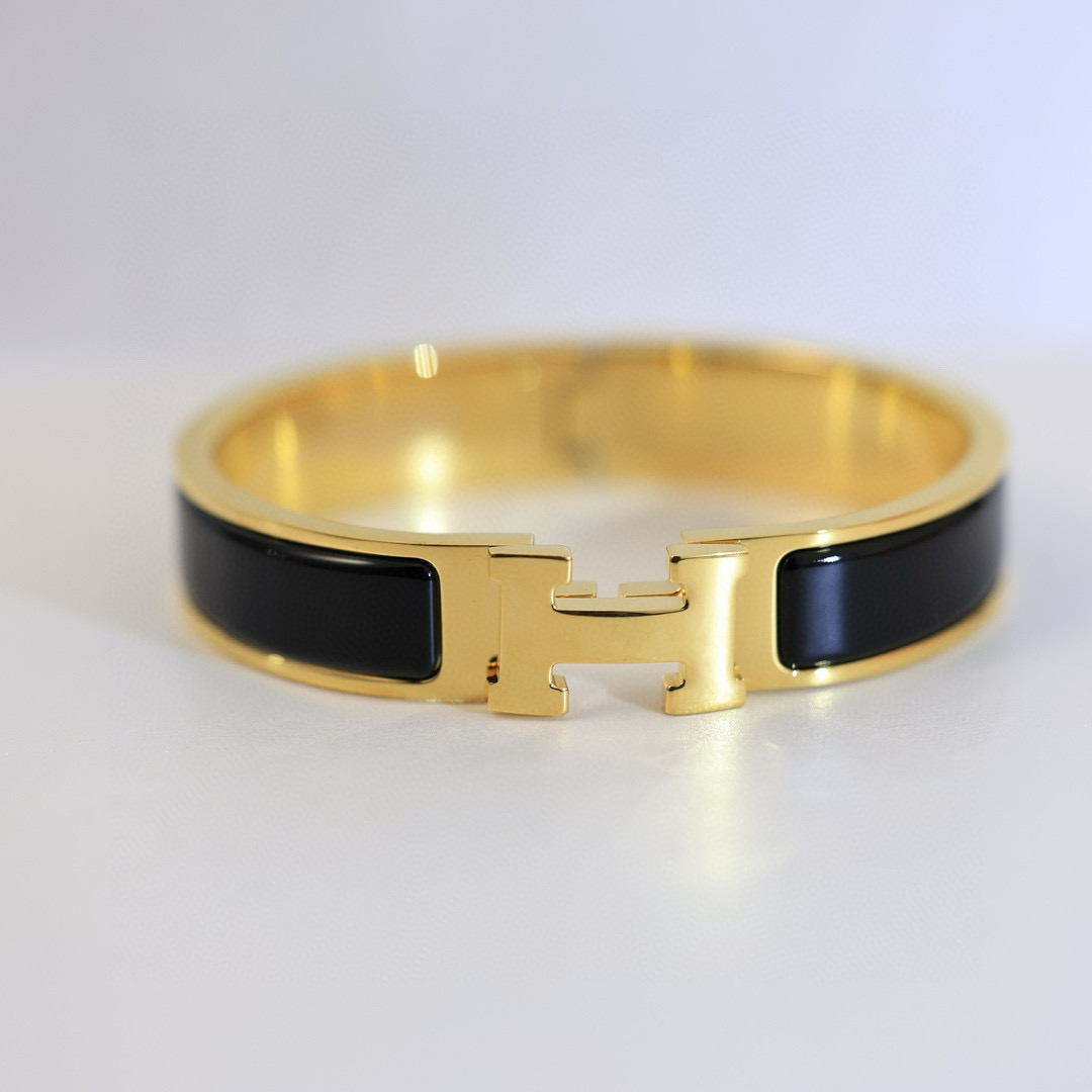 Hermes Black Clic H Enamel Bracelet