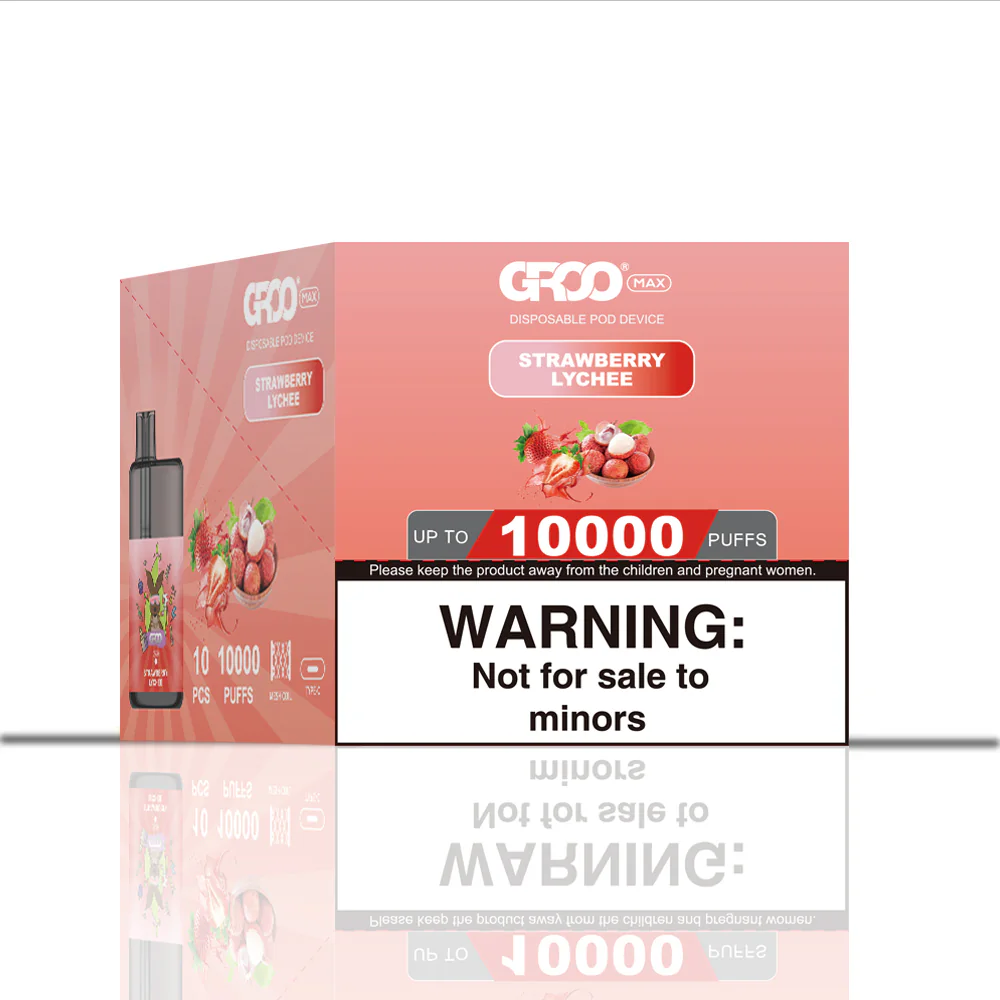 GROO MAX 10K Rechargeable Disposable Vape – Strawberry Lychee - Vaba Vape-Shop