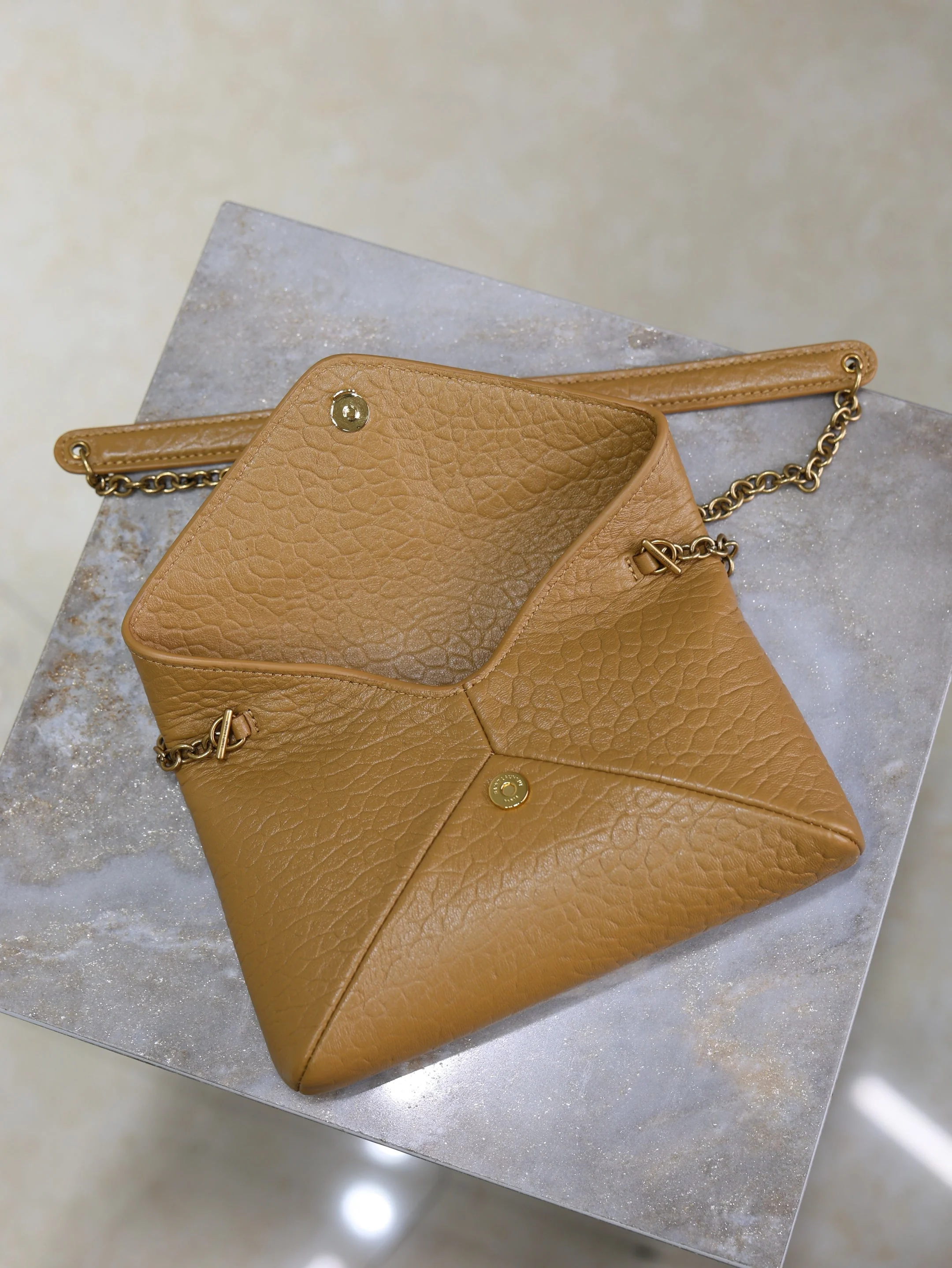 Saint Laurent YSL  Calypso Bag 19cm Light Brown Elephant Leather