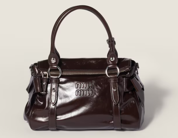 Miu miu Dark brown Small Shiny leather handbag 5BA327