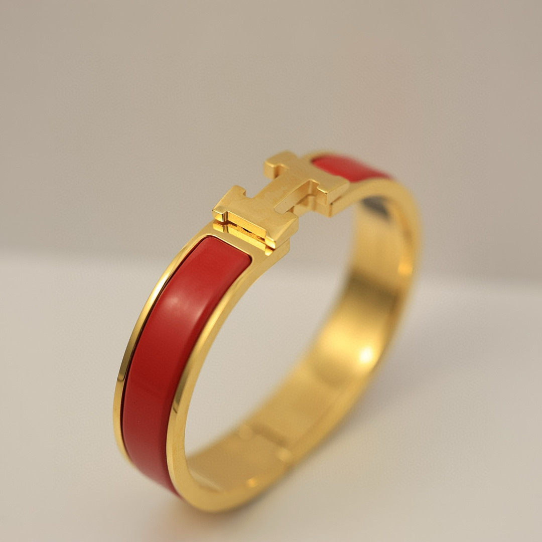 Hermes Red Clic H Enamel Bracelet