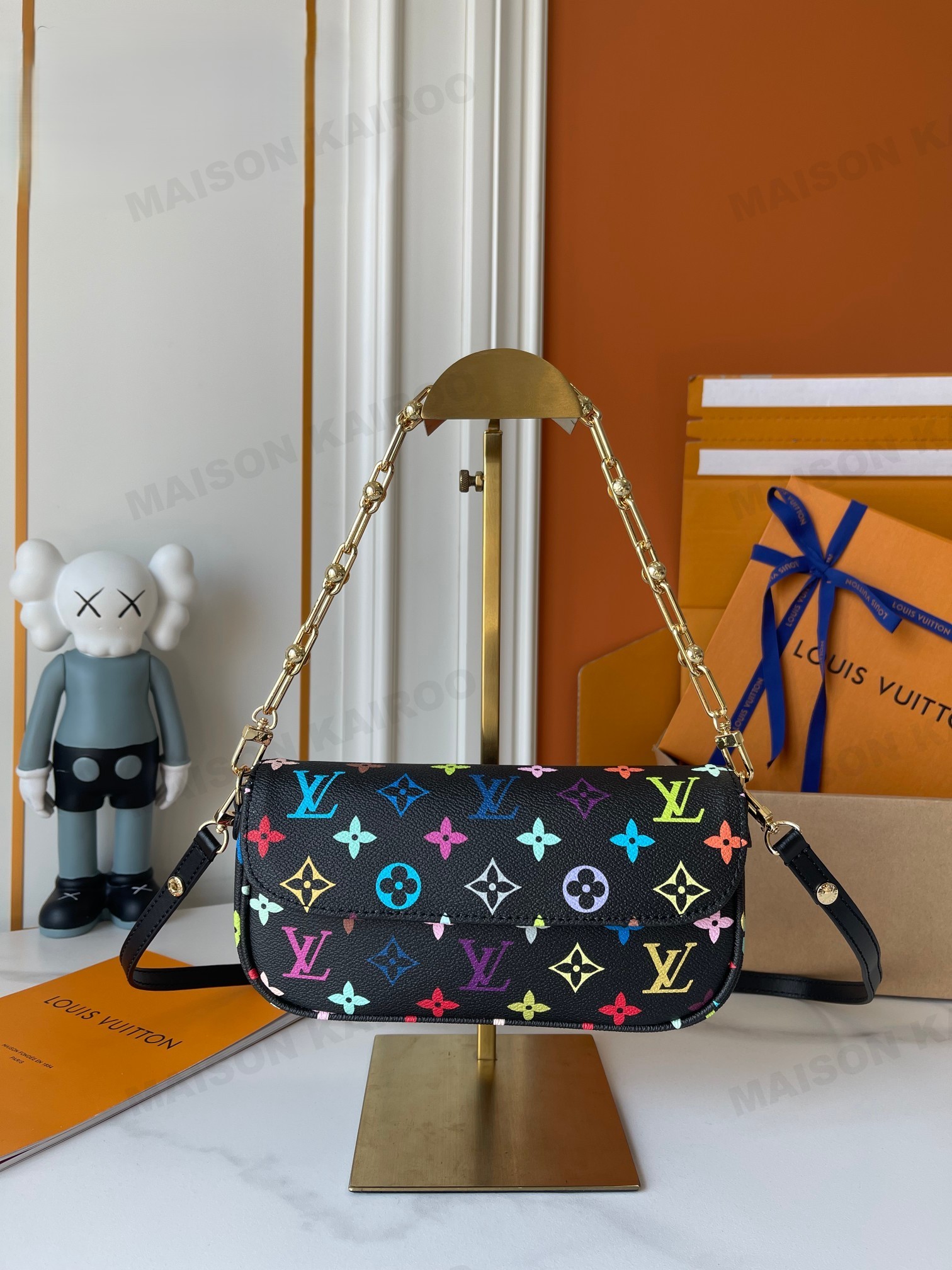 Louis Vuitton LV x TM Ivy WOC Black Multicolore Monogram Coated Canvas Leather Baguette Hobo Shoulder Bag - KAIROO