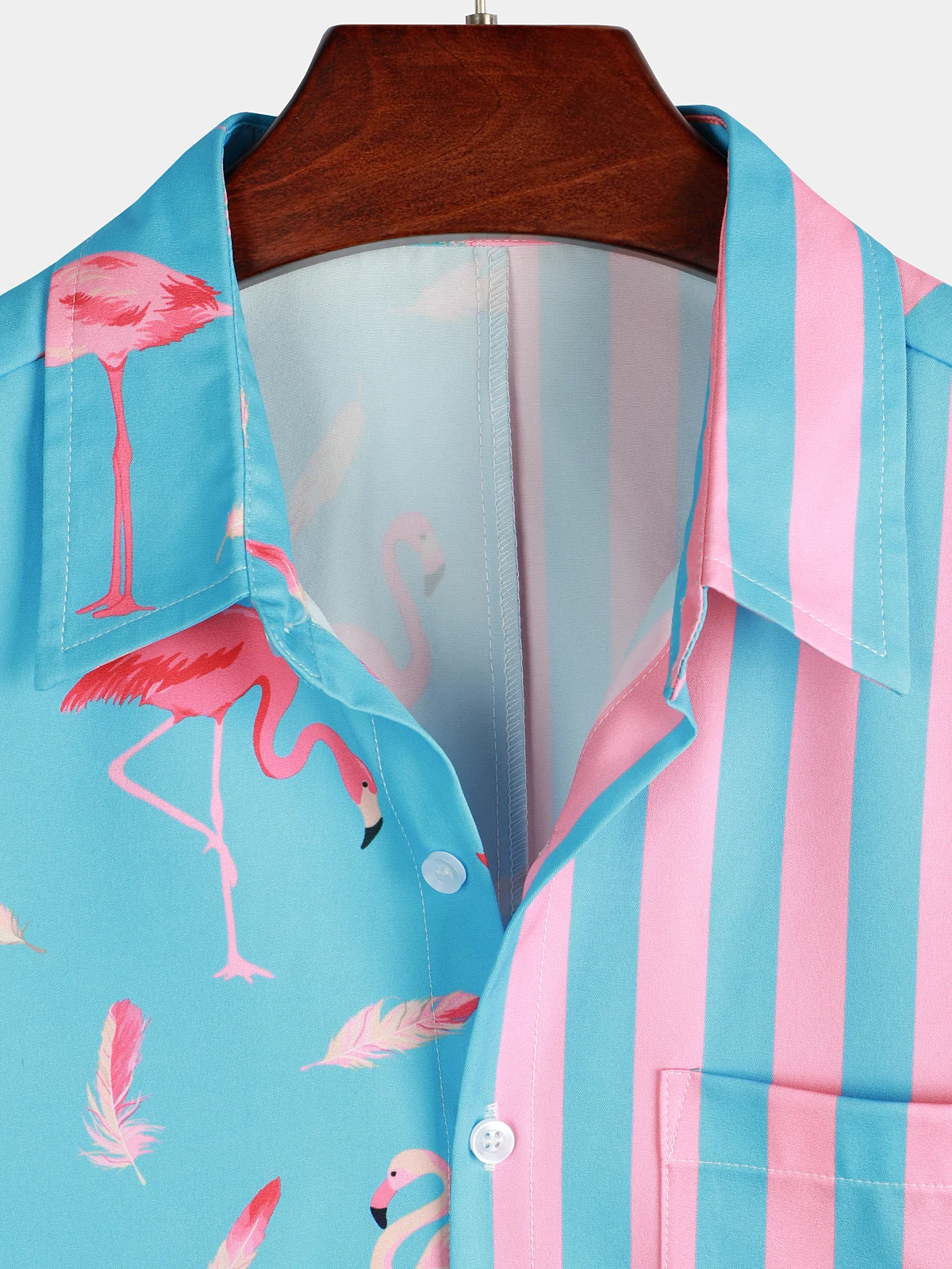 Men's Flamingo Stripe Pocket Summer Shirt