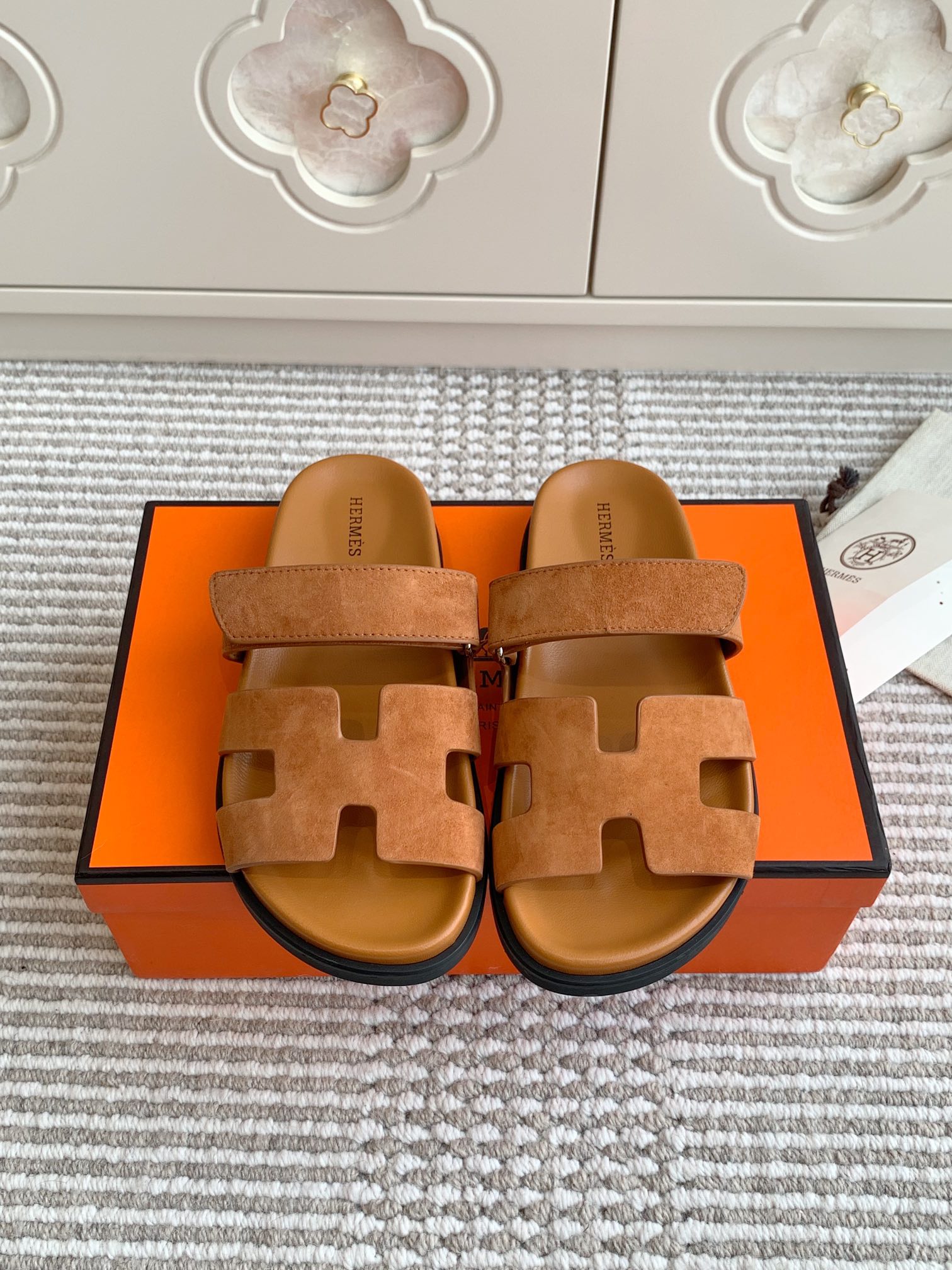 Hermes Chypre Unisex Suede Sandals