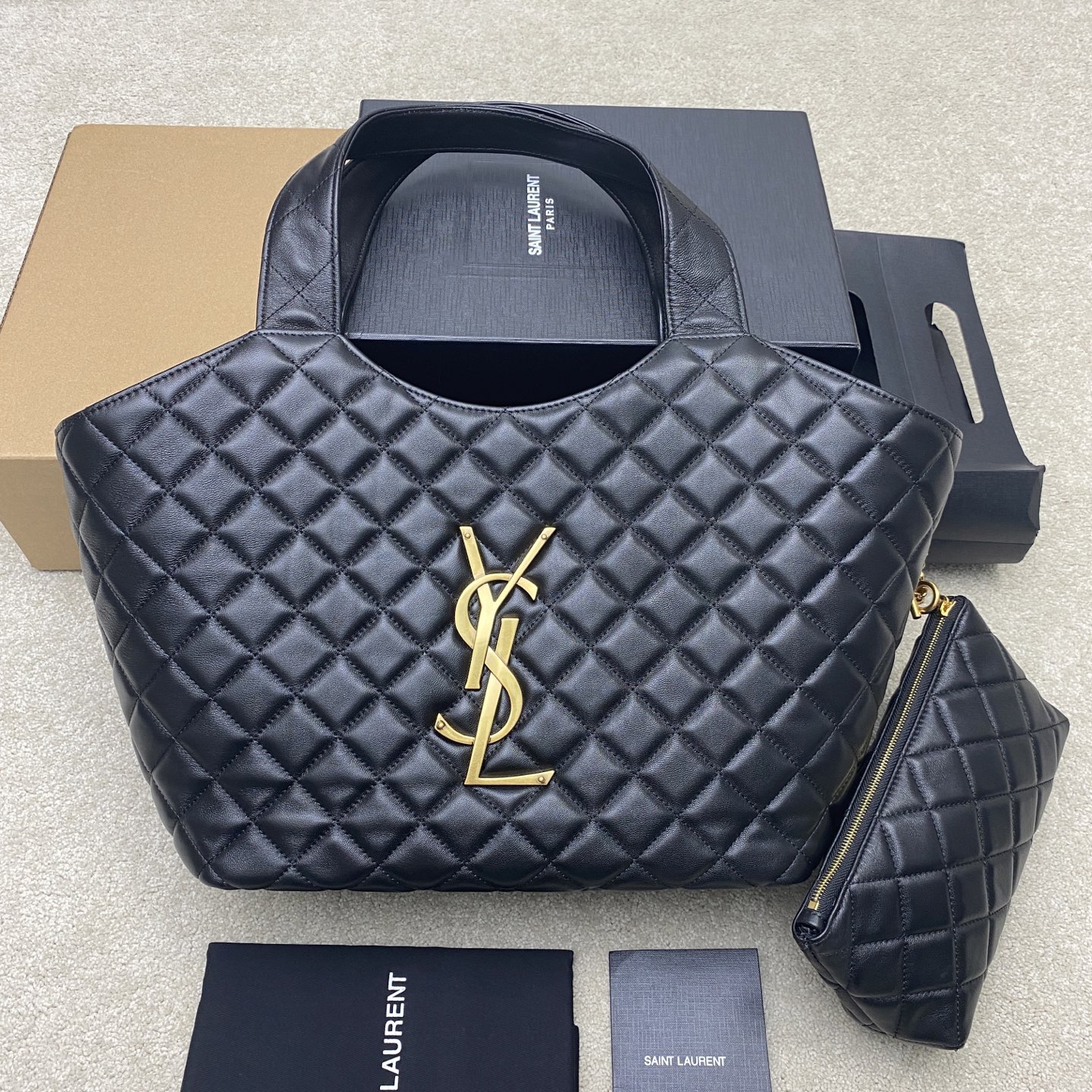 Saint Laurent Black Quilted Nappa Medium Icare Bag 858191
