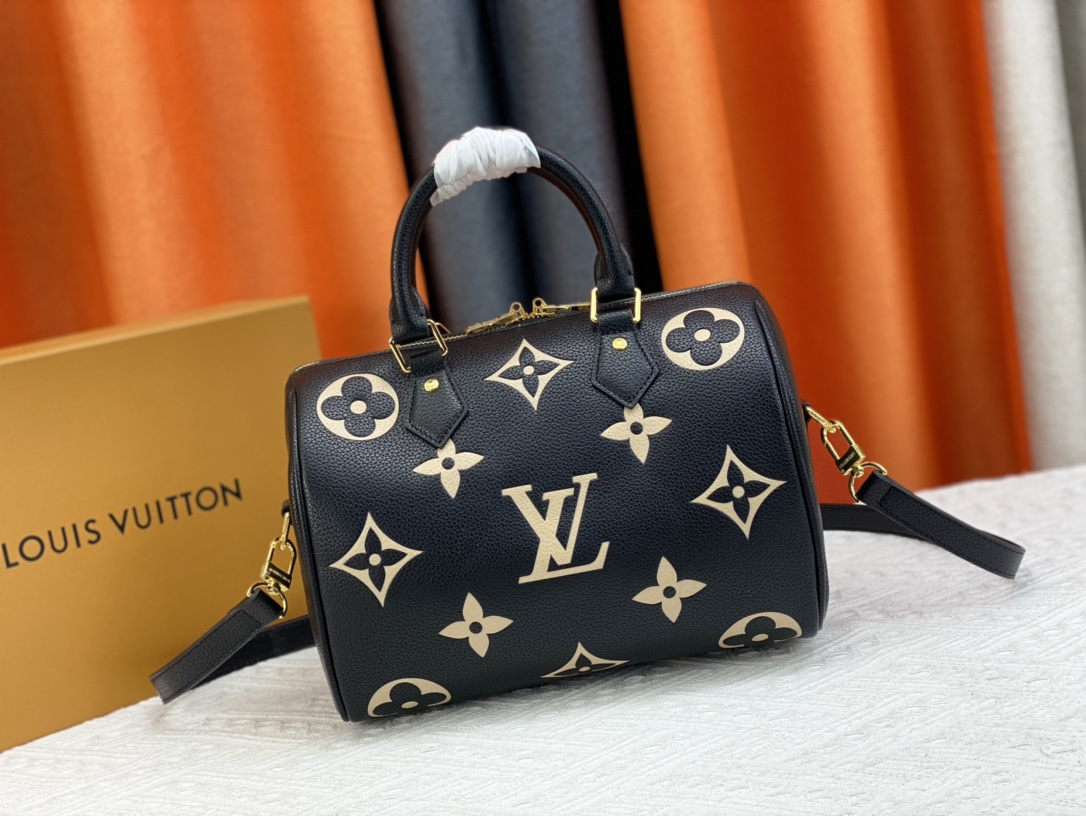 【10A】Louis Vuitton LV Speedy Bandoulière 25 Giant Monogram Embossed Boston Top Handle Bag - KAIROO